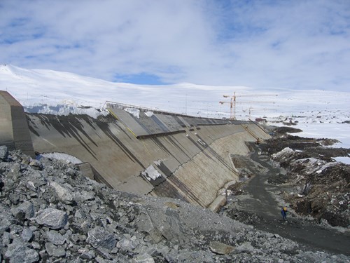 Aursjødammen under ombygging i 2006