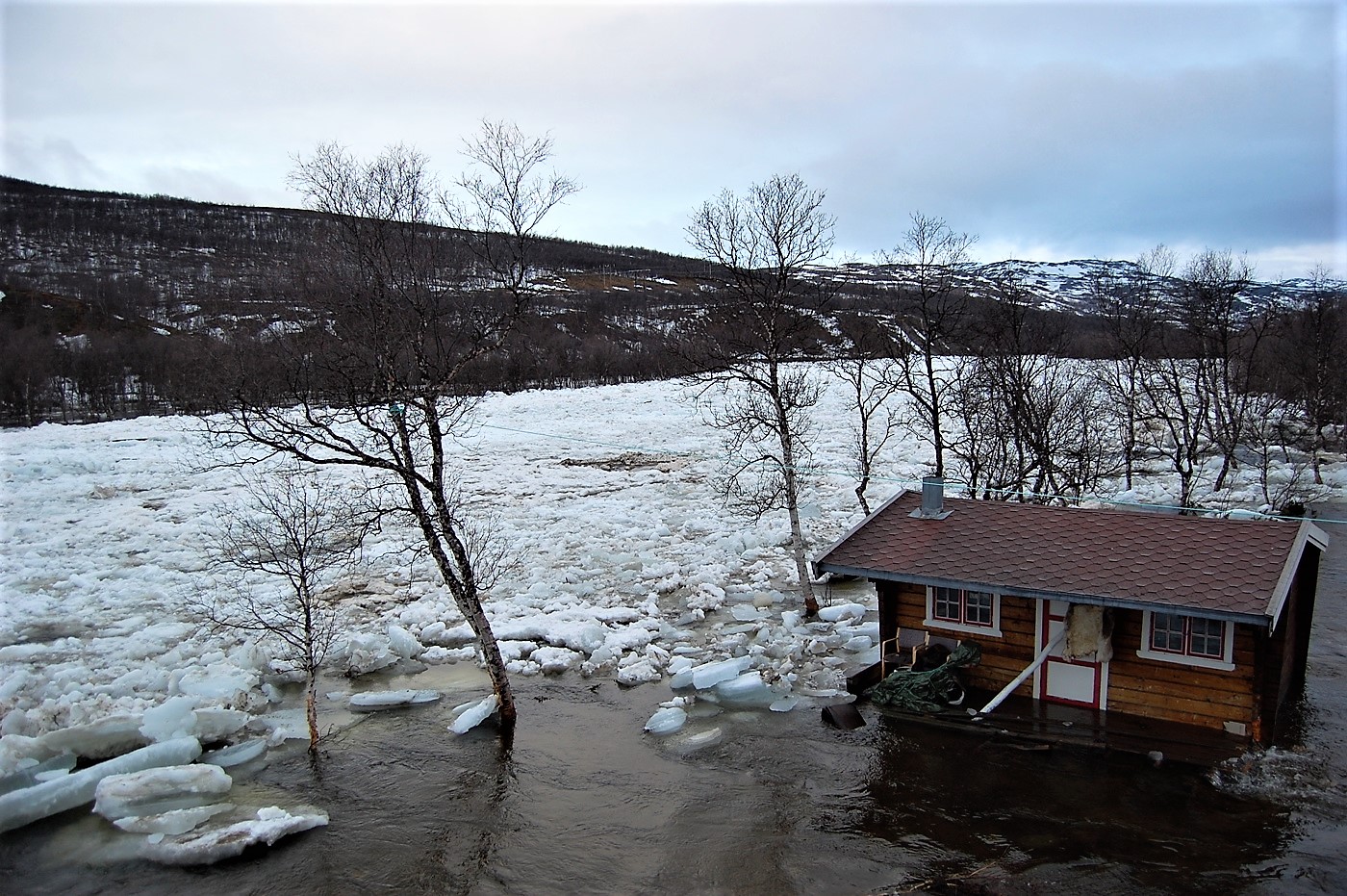 Isgang i Repparfjordelva. Foto: Anders Bjordal/NVE