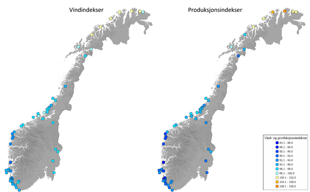 Oversiktskart vindindeks Norge