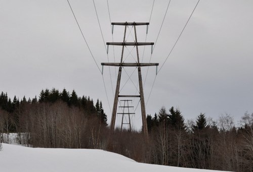 Ledningstrasé gjennom skogkledde åser