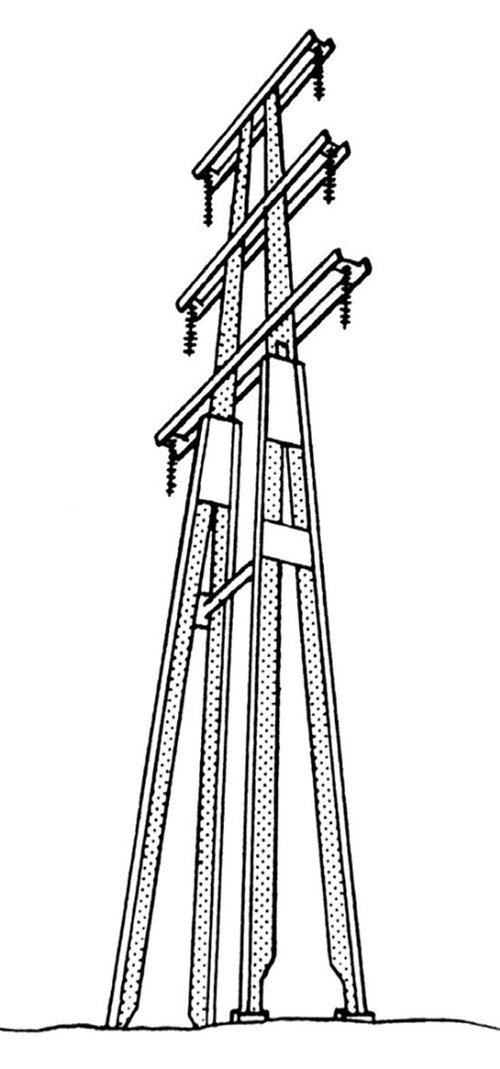 Konstruksjonstegning av limtremast