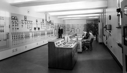 Kontrollrommet ved Tonsen koblingssentral i 1964