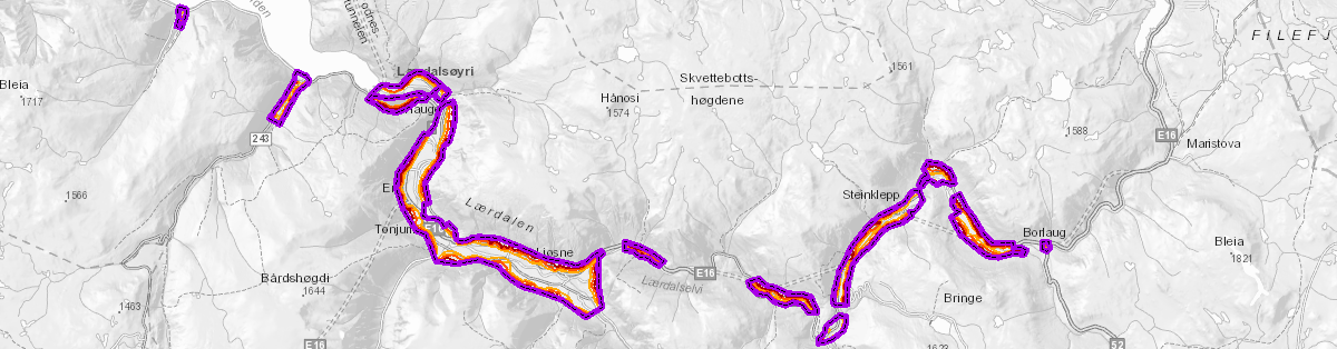 skredfare kart Betre oversyn over skredfare i Lærdal kommune   NVE