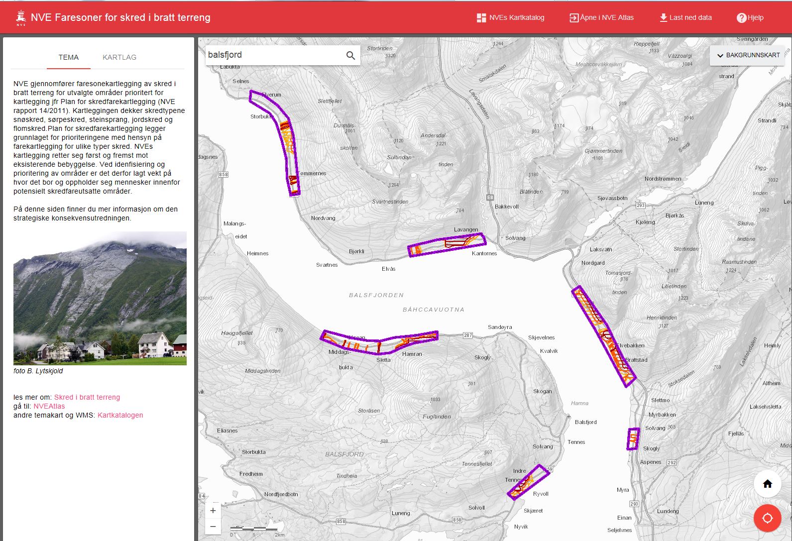 skredfare kart Bedre oversikt over skredfare i Balsfjord kommune   NVE