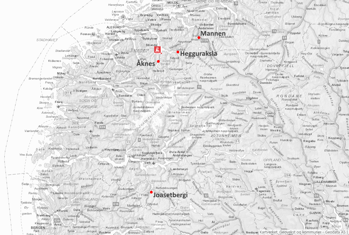 kart over mannen Mannen   NVE