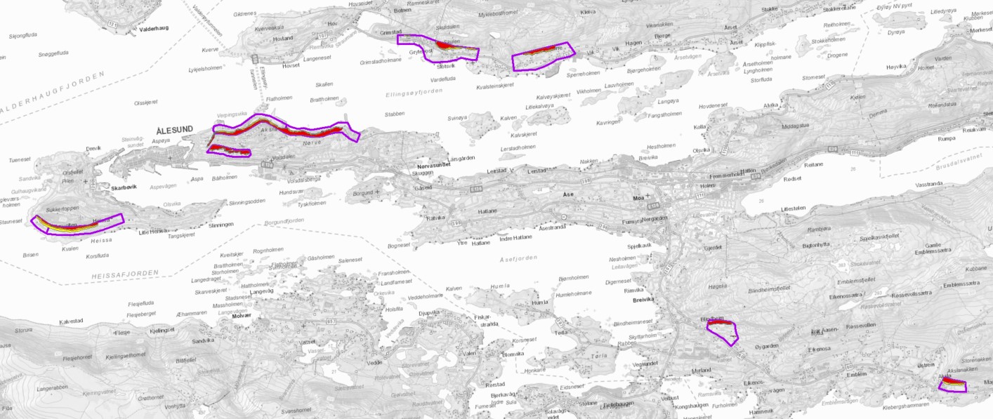 skredfare kart Bedre oversikt over skredfare i Ålesund kommune   NVE