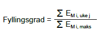 Formel for beregning av fyllingsgrad. Illustrasjon: NVE